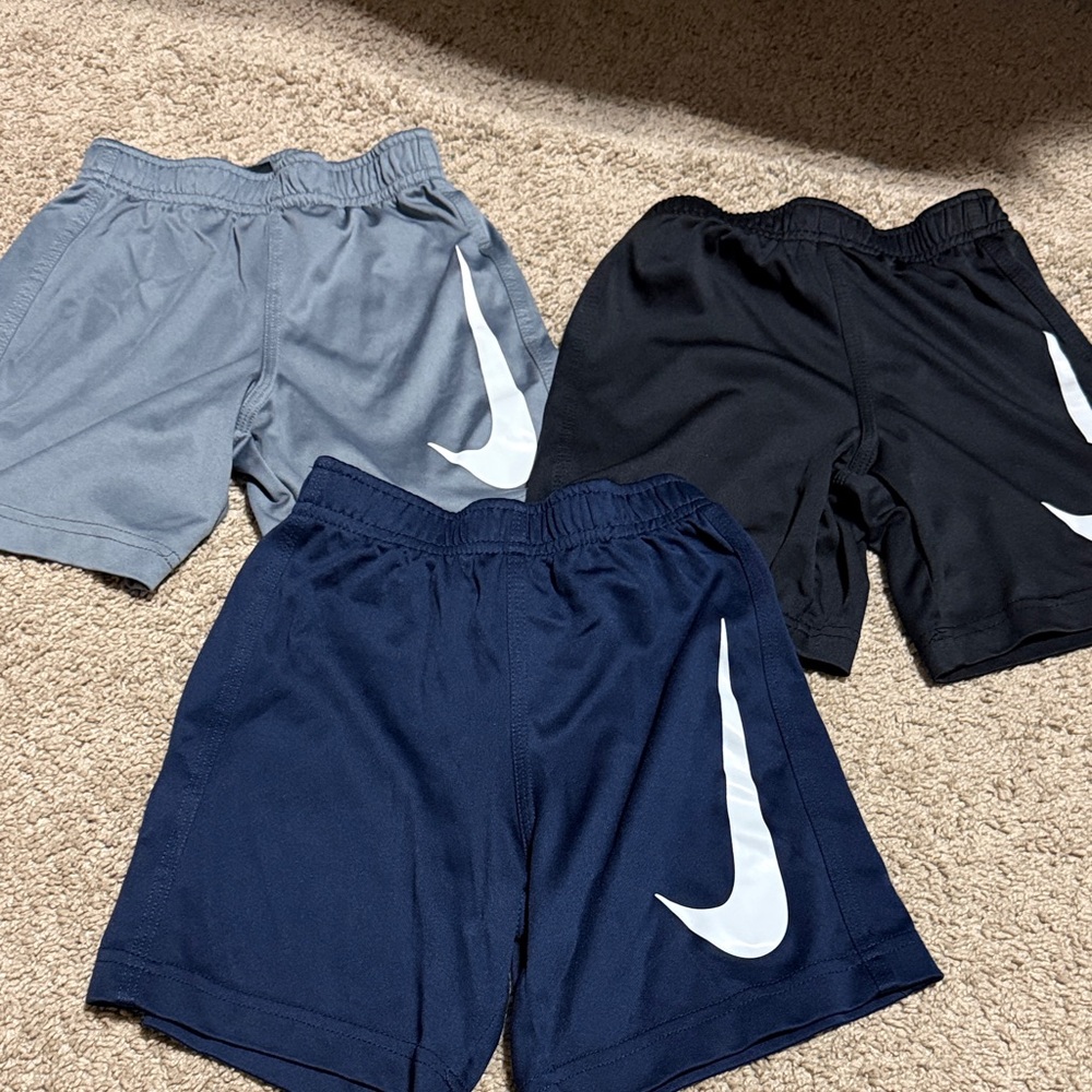 Nike Kids Shorts Trio in Navy, Black & Gray with White Swoosh